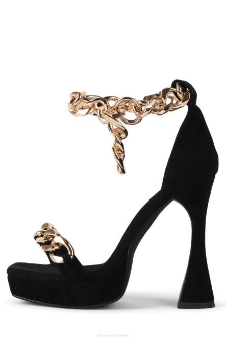Jeffrey Campbell zilver meer NDHB1572 sandaal met hak zwart suède goud vrouwen