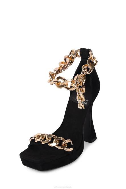 Jeffrey Campbell zilver meer NDHB1572 sandaal met hak zwart suède goud vrouwen