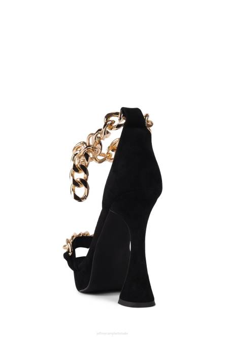 Jeffrey Campbell zilver meer NDHB1572 sandaal met hak zwart suède goud vrouwen
