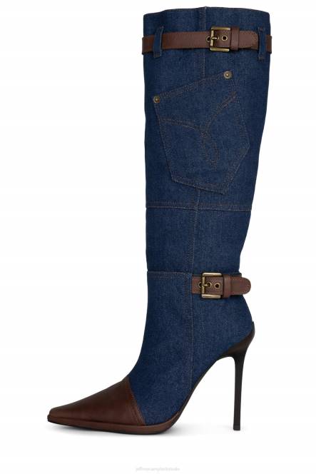 Jeffrey Campbell blu-jean NDHB289 de denim-reboot blauw denim bruin vrouwen