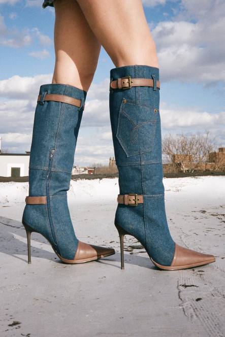 Jeffrey Campbell blu-jean NDHB289 de denim-reboot blauw denim bruin vrouwen
