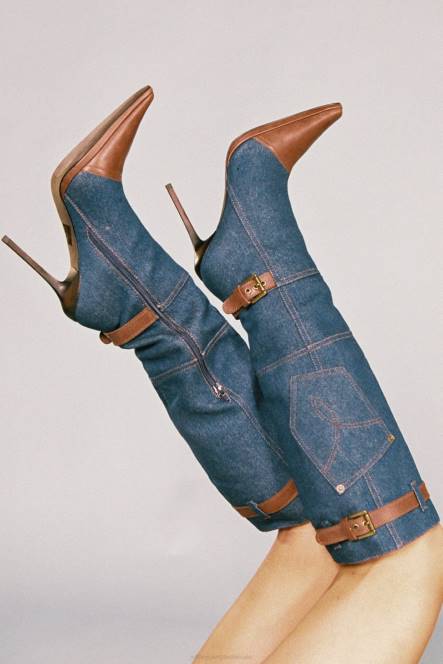 Jeffrey Campbell blu-jean NDHB289 de denim-reboot blauw denim bruin vrouwen