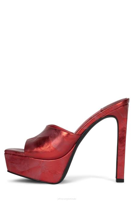 Jeffrey Campbell gaan-glam NDHB272 de denim-reboot rood metallic gekreukt vrouwen