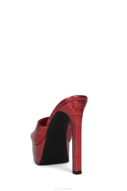 Jeffrey Campbell gaan-glam NDHB272 de denim-reboot rood metallic gekreukt vrouwen
