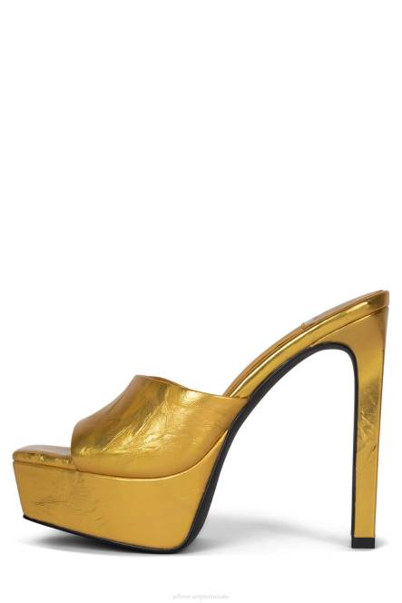 Jeffrey Campbell gaan-glam NDHB274 de denim-reboot goud metallic kreukel vrouwen