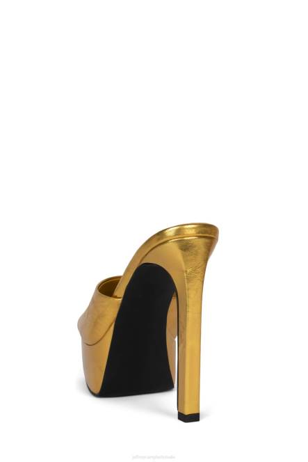 Jeffrey Campbell gaan-glam NDHB274 de denim-reboot goud metallic kreukel vrouwen