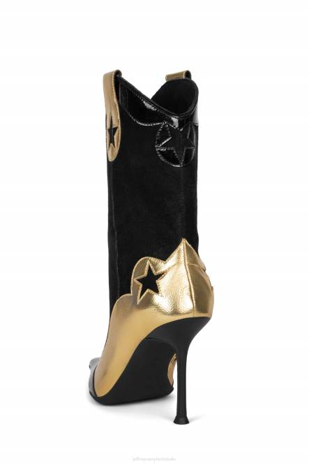 Jeffrey Campbell aas hoog NDHB634 enkel laarzen goud zwarte combi vrouwen