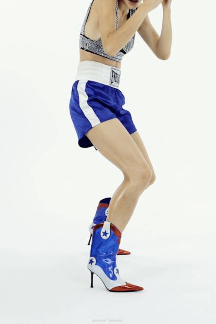 Jeffrey Campbell aas hoog NDHB635 enkel laarzen rood blauw combi vrouwen