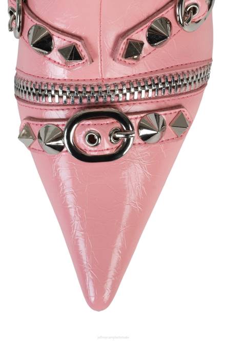 Jeffrey Campbell alt-rock NDHB307 enkel laarzen roze gekreukt zilver vrouwen