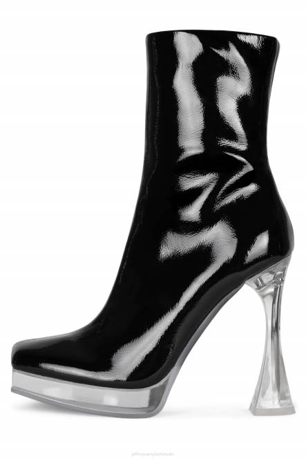 Jeffrey Campbell bel-air-cl NDHB528 enkel laarzen zwart gekreukt patent duidelijk vrouwen