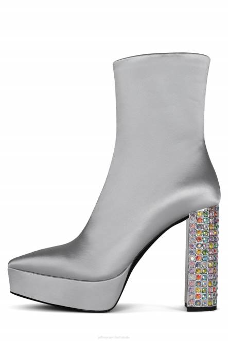 Jeffrey Campbell bel-du-bal NDHB557 enkel laarzen zilver satijn multi vrouwen