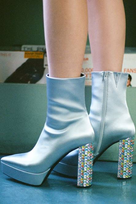 Jeffrey Campbell bel-du-bal NDHB557 enkel laarzen zilver satijn multi vrouwen