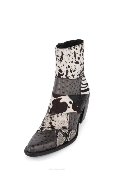 Jeffrey Campbell caballero's NDHB596 enkel laarzen zwart witte exotische combo vrouwen