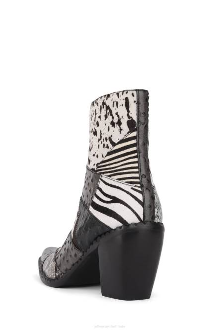 Jeffrey Campbell caballero's NDHB596 enkel laarzen zwart witte exotische combo vrouwen