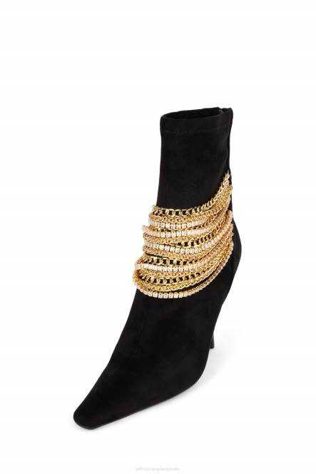 Jeffrey Campbell chainge-md NDHB385 enkel laarzen zwart suède goud vrouwen