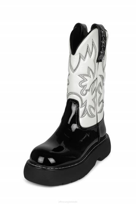 Jeffrey Campbell cowboy NDHB610 enkel laarzen zwart wit patent combo vrouwen