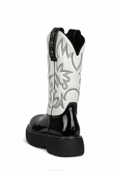 Jeffrey Campbell cowboy NDHB610 enkel laarzen zwart wit patent combo vrouwen