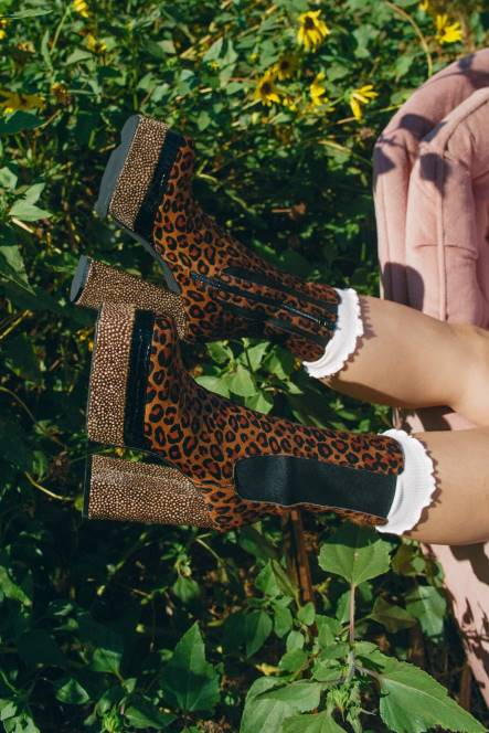 Jeffrey Campbell dans-qf NDHB559 enkel laarzen bruine jachtluipaard multi vrouwen