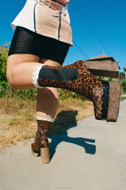 Jeffrey Campbell dans-qf NDHB559 enkel laarzen bruine jachtluipaard multi vrouwen