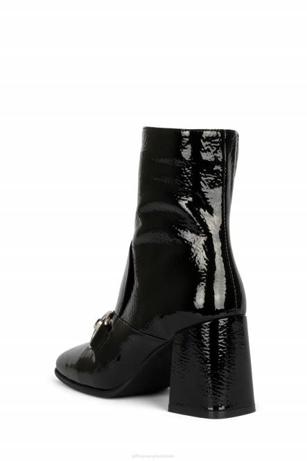 Jeffrey Campbell deneuv-hoi NDHB581 enkel laarzen zwart gekreukt patent vrouwen