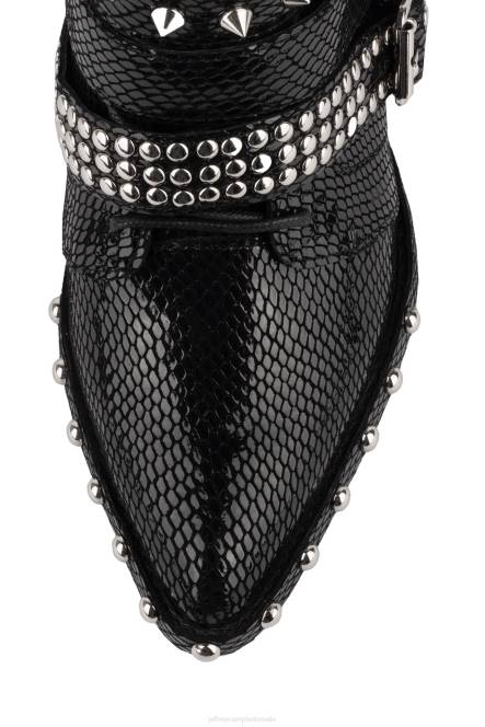 Jeffrey Campbell draco-stud NDHB664 enkel laarzen zwart glanzend slangenzilver vrouwen