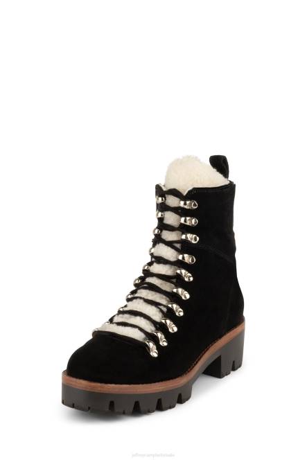 Jeffrey Campbell duiker NDHB367 enkel laarzen zwart suède ivoor vrouwen
