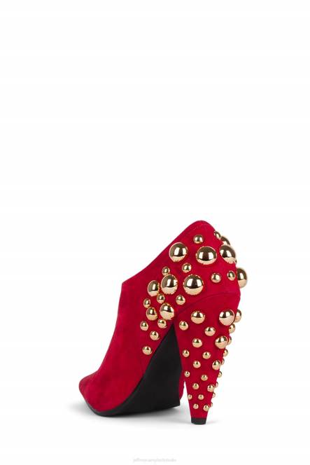 Jeffrey Campbell galoppeert NDHB387 enkel laarzen rood suède goud vrouwen