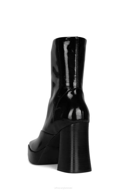 Jeffrey Campbell kalepsie NDHB547 enkel laarzen zwarte pat zwarte Poolse stapel vrouwen