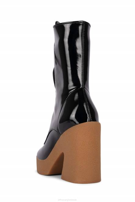 Jeffrey Campbell kartini-lu NDHB465 enkel laarzen zwart gekreukt patent vrouwen