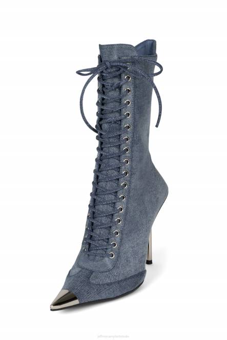 Jeffrey Campbell kom maar op NDHB294 enkel laarzen denim zilver vrouwen
