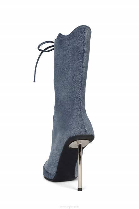 Jeffrey Campbell kom maar op NDHB294 enkel laarzen denim zilver vrouwen