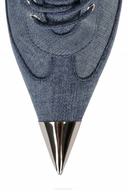 Jeffrey Campbell kom maar op NDHB294 enkel laarzen denim zilver vrouwen
