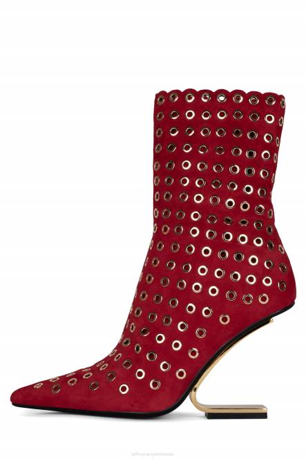 Jeffrey Campbell kompas-e NDHB551 enkel laarzen rood suède goud vrouwen