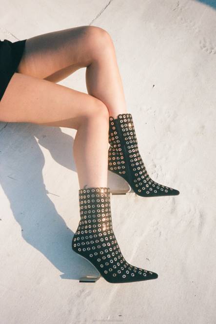 Jeffrey Campbell kompas-e NDHB551 enkel laarzen rood suède goud vrouwen
