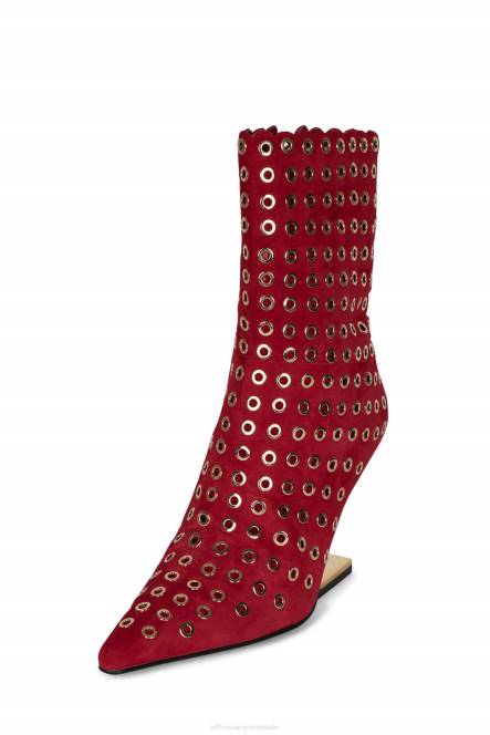 Jeffrey Campbell kompas-e NDHB551 enkel laarzen rood suède goud vrouwen