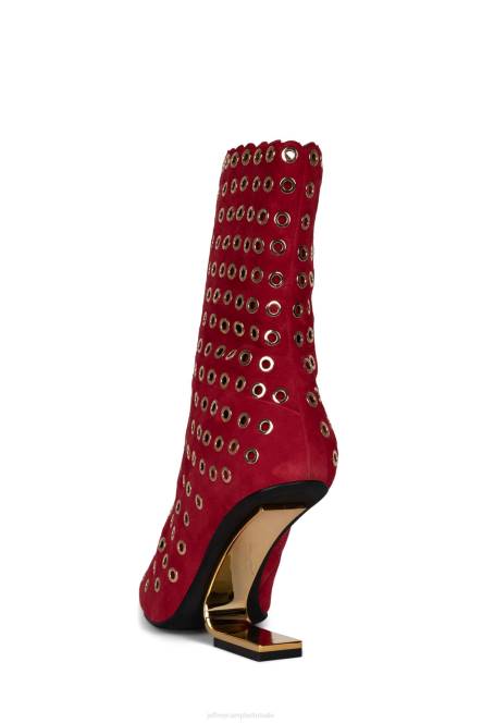 Jeffrey Campbell kompas-e NDHB551 enkel laarzen rood suède goud vrouwen