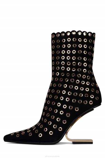 Jeffrey Campbell kompas-e NDHB553 enkel laarzen zwart suède goud vrouwen