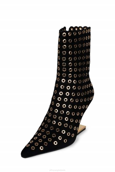 Jeffrey Campbell kompas-e NDHB553 enkel laarzen zwart suède goud vrouwen