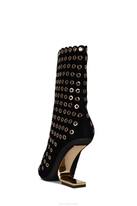 Jeffrey Campbell kompas-e NDHB553 enkel laarzen zwart suède goud vrouwen