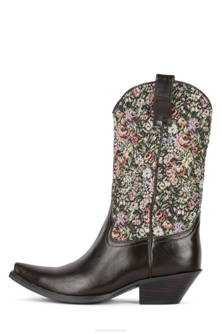 Jeffrey Campbell kruispunt NDHB411 enkel laarzen kaki tapijt met meerdere bloemen vrouwen