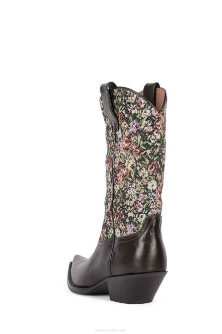 Jeffrey Campbell kruispunt NDHB411 enkel laarzen kaki tapijt met meerdere bloemen vrouwen