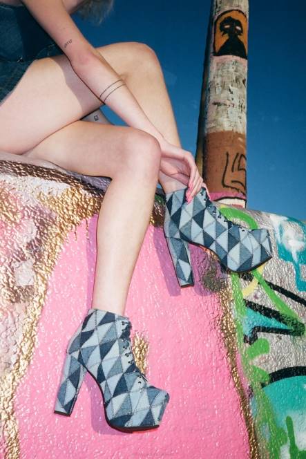 Jeffrey Campbell lita-pw NDHB395 enkel laarzen blauw denim multi vrouwen