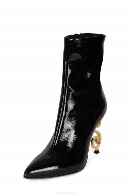 Jeffrey Campbell moesai NDHB390 enkel laarzen zwart gekreukt patent goud vrouwen