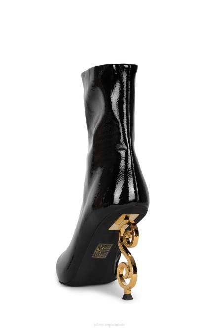 Jeffrey Campbell moesai NDHB390 enkel laarzen zwart gekreukt patent goud vrouwen