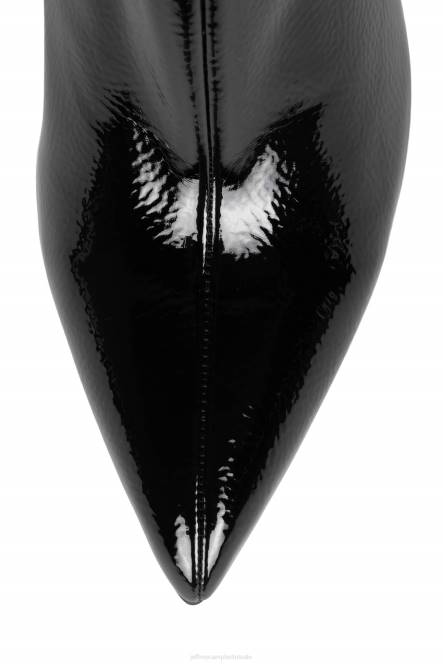 Jeffrey Campbell moesai NDHB390 enkel laarzen zwart gekreukt patent goud vrouwen