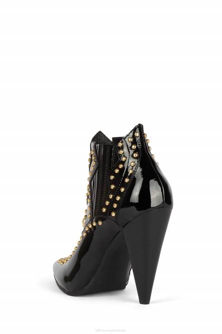 Jeffrey Campbell nacht oproep NDHB392 enkel laarzen zwart patent goud vrouwen