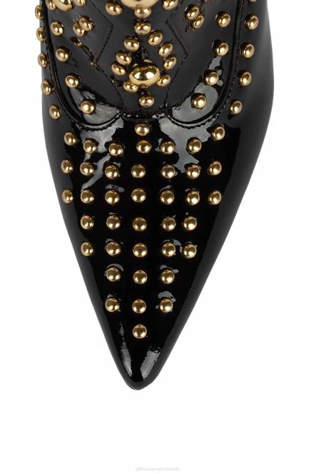 Jeffrey Campbell nacht oproep NDHB392 enkel laarzen zwart patent goud vrouwen