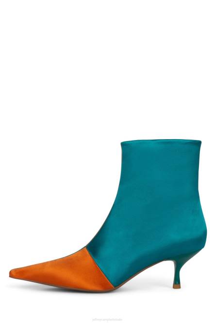 Jeffrey Campbell optiek NDHB393 enkel laarzen oranje satijn blauw satijn vrouwen