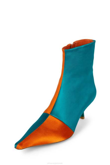 Jeffrey Campbell optiek NDHB393 enkel laarzen oranje satijn blauw satijn vrouwen