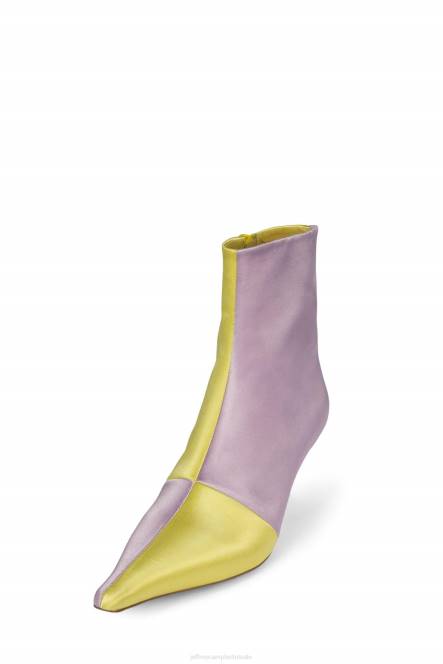 Jeffrey Campbell optiek NDHB394 enkel laarzen geel satijn lila satijn vrouwen